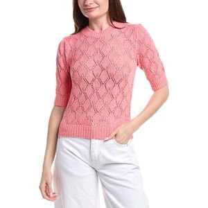 &Isla Womens  Piper Pointelle Knit Top, Pink